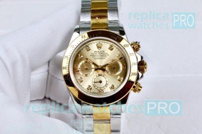 AAA Grade Clone Rolex Daytona Yellow Gold Ceramic Bezel 2-Tone Gold Men's Watch